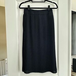 J. Crew Dark Navy Pleated Midi Skirt